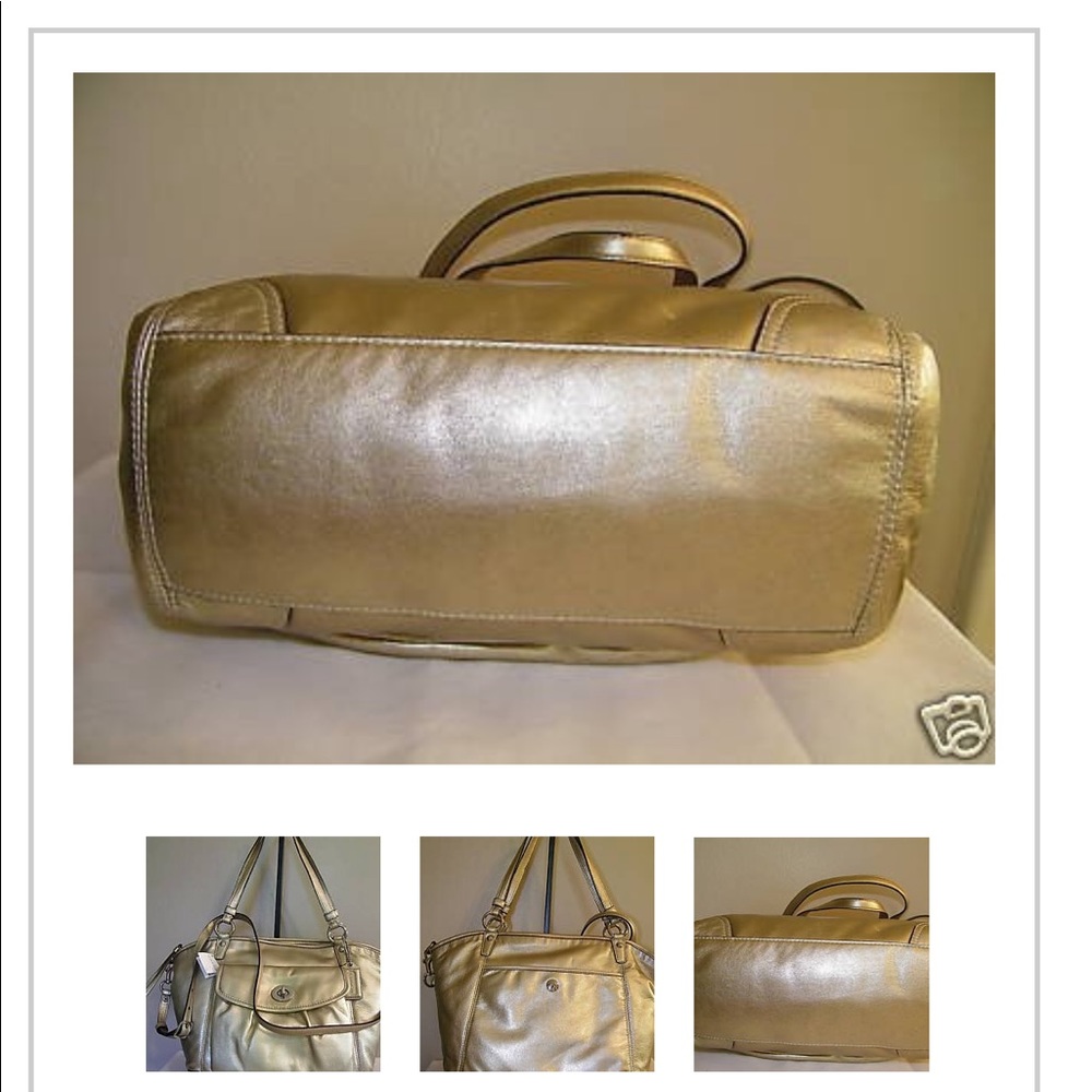 Coach Gold Metallic LEAH Tote - Picture 3 of 8